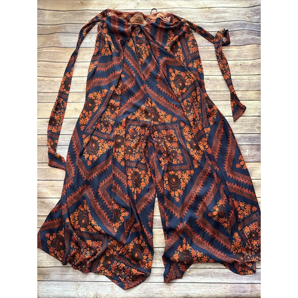 FREE PEOPLE BOHO Jumpsuit Romper One Piece Palazzo Pants Floral XS Sleeveless